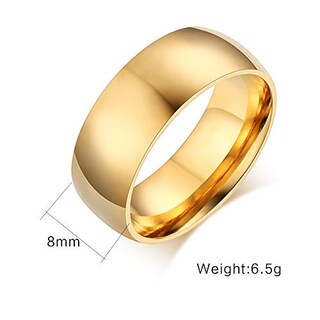 Foto 2 | Foto 2 | Anillo Jajafook De Acero Inoxidable 8 Mm De Ancho Chapado En Oro Tamaño 11 - Venta Internacional.