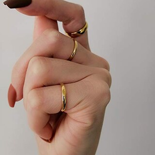 Foto 5 | Foto 5 | Anillo Jajafook De Acero Inoxidable 8 Mm De Ancho Chapado En Oro Tamaño 11 - Venta Internacional.