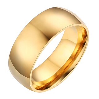 Foto 1 | Foto 1 | Anillo Jajafook De Acero Inoxidable 8 Mm De Ancho Chapado En Oro Tamaño 5 - Venta Internacional.
