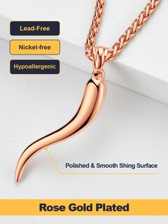 Foto 4 | Foto 4 | Collar U7 Con Cuerno Italiano Oro Rosa Y Acero Inoxidable - Venta Internacional.