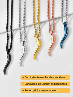 Foto 6 | Foto 6 | Collar U7 Con Cuerno Italiano Oro Rosa Y Acero Inoxidable - Venta Internacional.
