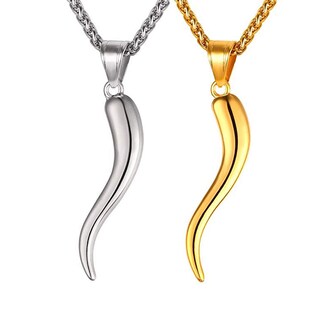 Foto 1 | Foto 1 | Juego De Collares U7 Con Colgante De La Suerte En Forma De Cuerno Italiano De Acero Inoxidable - Venta Internacional.
