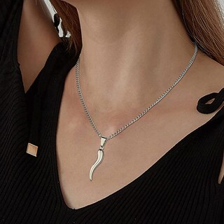 Foto 3 | Foto 3 | Juego De Collares U7 Con Colgante De La Suerte En Forma De Cuerno Italiano De Acero Inoxidable - Venta Internacional.