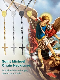 Foto 3 | Foto 3 | Collar Con Forma De Rosario Supcare Con Símbolos Cristianos Católicos Para Hombre - Venta Internacional.