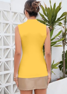 Foto 4 | Foto 4 | Top Mangdiup Para Mujer Cuello Alto Sin Mangas Amarillo Talla L - Venta Internacional.