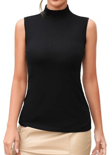 Foto 1 | Foto 1 | Top Mangdiup Para Mujer Cuello Alto Sin Mangas Rayón Negro - Venta Internacional.