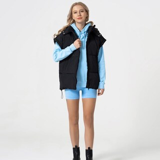 Foto 6 | Foto 6 | Chaleco Acolchado Shiyifa Para Mujer  Extragrande  Sin Mangas Y Capucha  Negro  Xl - Venta Internacional.