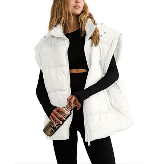 Foto 1 | Foto 1 | Chaleco Acolchado Shiyifa Para Mujer  Extragrande  Sin Mangas Y Capucha  Blanco  Xxl - Venta Internacional.