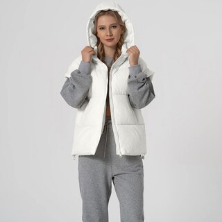 Foto 2 | Foto 2 | Chaleco Acolchado Shiyifa Para Mujer  Extragrande  Sin Mangas Y Capucha  Blanco  Xxl - Venta Internacional.