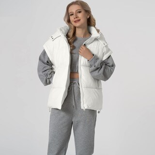 Foto 3 | Foto 3 | Chaleco Acolchado Shiyifa Para Mujer  Extragrande  Sin Mangas Y Capucha  Blanco  Xxl - Venta Internacional.