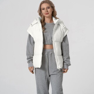 Foto 5 | Foto 5 | Chaleco Acolchado Shiyifa Para Mujer  Extragrande  Sin Mangas Y Capucha  Blanco  Xxl - Venta Internacional.
