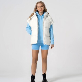 Foto 6 | Foto 6 | Chaleco Acolchado Shiyifa Para Mujer  Extragrande  Sin Mangas Y Capucha  Blanco  Xxl - Venta Internacional.