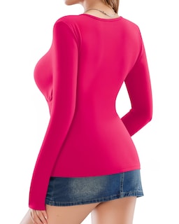 Foto 2 | Foto 2 | Top Tipo Túnica Mangopop Para Mujer Cruzado Fruncido Cuello En V Profundo Rosa - Venta Internacional.