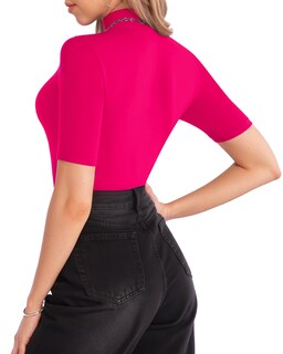 Foto 3 | Foto 3 | Camiseta Mangopop Para Mujer Con Cuello De Tortuga Corte Ajustado Rosa Intenso - Venta Internacional.