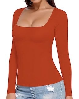Foto 2 | Foto 2 | Top Mangopop Con Cuello Cuadrado Y Manga Larga Para Mujer Sorrel Xs - Venta Internacional.
