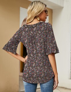 Foto 4 | Foto 4 | Camiseta Tops Ivicoer Para Mujer Elegante E Informal Con Volantes Cuello En V - Venta Internacional.