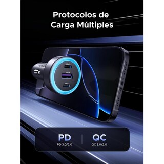 Foto 6 | Foto 6 | Cargador Auto Usb C Ugreen Plata Con 30w De Carga Rápida Y 3 Puertos