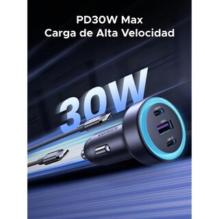 Foto 8 | Foto 8 | Cargador Auto Usb C Ugreen Plata Con 30w De Carga Rápida Y 3 Puertos