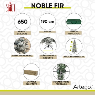 Foto 4 | Foto 4 | Árbol De Navidad Nevado Pine Slim Tipo Lápiz Modelo Noble Ramas Premium Material Polietileno (pe) Pino Navideño 190 Cm De Alto