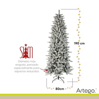 Foto 5 | Foto 5 | Árbol De Navidad Nevado Pine Slim Tipo Lápiz Modelo Noble Ramas Premium Material Polietileno (pe) Pino Navideño 190 Cm De Alto