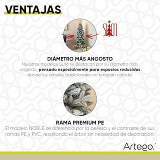 Foto 7 | Foto 7 | Árbol De Navidad Nevado Pine Slim Tipo Lápiz Modelo Noble Ramas Premium Material Polietileno (pe) Pino Navideño 190 Cm De Alto