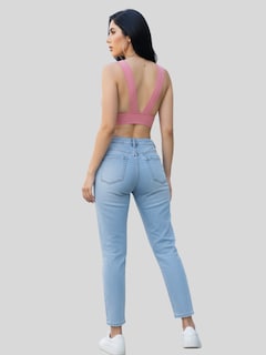 Foto 3 | Foto 3 | Top De Mujer Deportivo Y Casual Top-1024 Rosa Acanalado Con Espalda Descubierta
