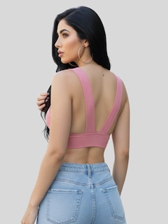 Foto 5 | Foto 5 | Top De Mujer Deportivo Y Casual Top-1024 Rosa Acanalado Con Espalda Descubierta