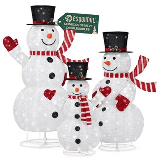 Foto 1 | Foto 1 | Decoración Navideña Esquimal Familia Muñecos De Nieve Con Luz Led Para Exterior E Interior