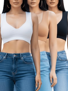 Foto 1 | Foto 1 | Pack De 3 Tops De Mujer Deportivos Y Casuales Top-1024-px3 Negro Blanco Y Beige Acanalado Con Espalda Descubierta