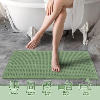 Foto 4 | Foto 4 | Alfombra De Baño Zall Waffle Superabsorbente Y Antideslizante Color Verde Salvia - Venta Internacional.