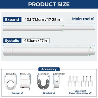Foto 3 | Foto 3 | Barra De Armario Mavivegue Ajustable De 43 A 71 Cm Metal Blanco - Venta Internacional.
