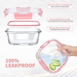 Foto 3 | Foto 3 | Juego De Recipientes De Vidrio Para Almacenamiento De Alimentos Amaleko 34 Piezas Rosa - Venta Internacional.