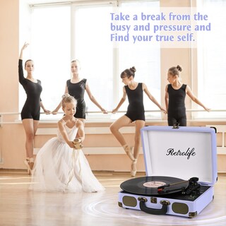 Foto 7 | Foto 7 | Tocadiscos De Vinilo Retrolife Con Bluetooth De 3 Velocidades Color Morado - Venta Internacional.
