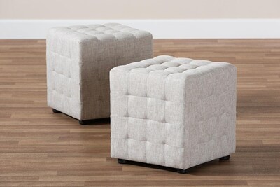 Foto 5 | Foto 5 | Juego De Otomanas Baxton Studio Elladio De Tela Beige De 2 Piezas - Venta Internacional.