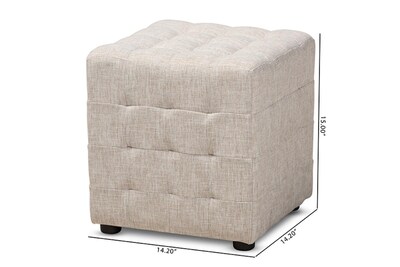 Foto 6 | Foto 6 | Juego De Otomanas Baxton Studio Elladio De Tela Beige De 2 Piezas - Venta Internacional.