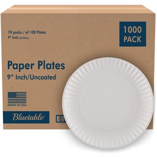Foto 1 | Foto 1 | Platos De Papel Bluetable De 9 Pulgadas A Granel 1000 Unidades Sin Estucar Blancos - Venta Internacional.