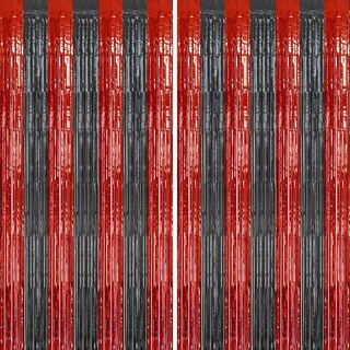 Foto 1 | Foto 1 | Telón De Fondo Con Flecos De Aluminio Decockrat Rojo Y Negro De 1 X 2 M Paquete De 2 - Venta Internacional.
