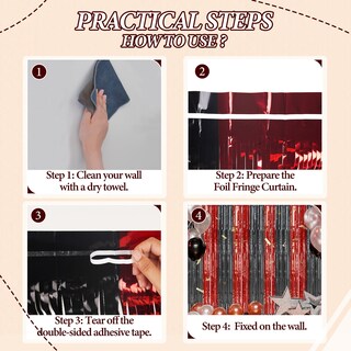 Foto 2 | Foto 2 | Telón De Fondo Con Flecos De Aluminio Decockrat Rojo Y Negro De 1 X 2 M Paquete De 2 - Venta Internacional.