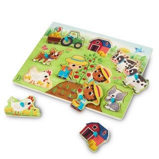Foto 1 | Foto 1 | Puzzle B. Toys Peek & Explore Barnyard Wooden Peg Farm 2+ - Venta Internacional.