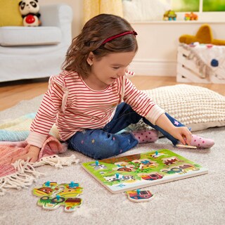 Foto 2 | Foto 2 | Puzzle B. Toys Peek & Explore Barnyard Wooden Peg Farm 2+ - Venta Internacional.