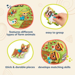 Foto 4 | Foto 4 | Puzzle B. Toys Peek & Explore Barnyard Wooden Peg Farm 2+ - Venta Internacional.