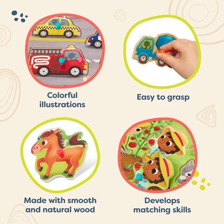 Foto 5 | Foto 5 | Puzzle Con Forma De Clavija De Madera B. Toys Peek & Explore Paquete De 4 Unidades 2 Años O Más - Venta Internacional.