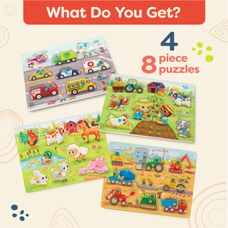 Foto 6 | Foto 6 | Puzzle Con Forma De Clavija De Madera B. Toys Peek & Explore Paquete De 4 Unidades 2 Años O Más - Venta Internacional.