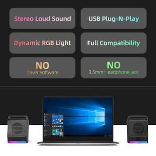 Foto 7 | Foto 7 | Altavoces Usb Xkx Para Pc De Escritorio Y Portátil Con Luz Rgb - Venta Internacional.