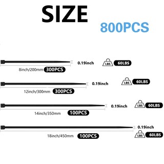 Foto 2 | Foto 2 | Bridas Para Cables Masistranth 800 Unidades Negras Varios Tamaños Nailon - Venta Internacional.