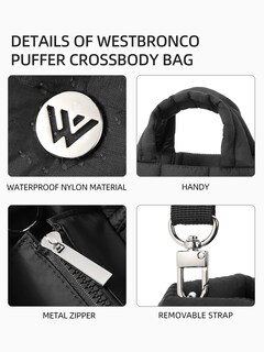 Foto 5 | Foto 5 | Bolsa Acolchada Westbronco Bandolera Acolchada De Nailon Para Mujer - Venta Internacional.