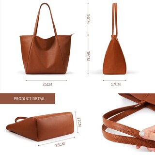 Foto 7 | Foto 7 | Bolso De Mano Kalidi Tamaño Grande Piel Vegana 23 Litros Para Mujer Color Marrón - Venta Internacional.