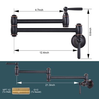 Foto 6 | Foto 6 | Grifo Para Llenado De Ollas Arcora Montaje En Pared Bronce Frotado Con Aceite 53 Cm - Venta Internacional.