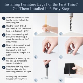 Foto 5 | Foto 5 | Patas para Muebles Airy Abode Cuadradas Negras 10 Cm - Venta Internacional