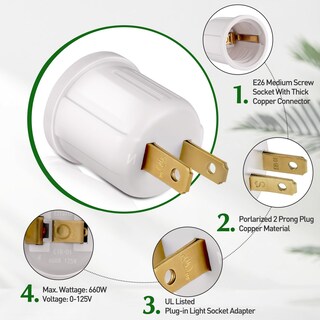 Foto 5 | Foto 5 | Adaptador De Enchufe A Portalámparas Emnooti 660w 125v Paquete De 10 - Venta Internacional.